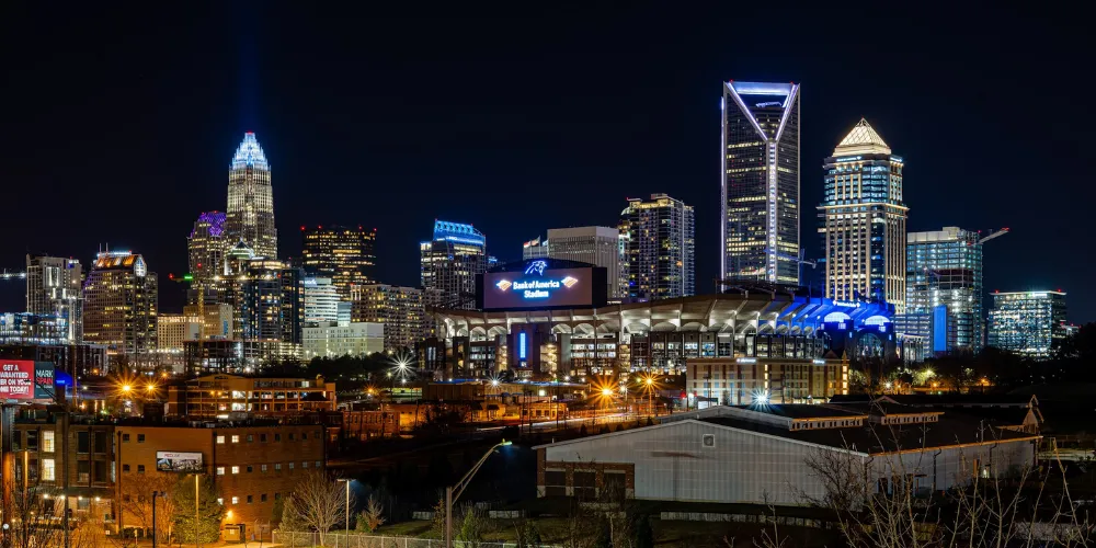 Charlotte NC skyline at night