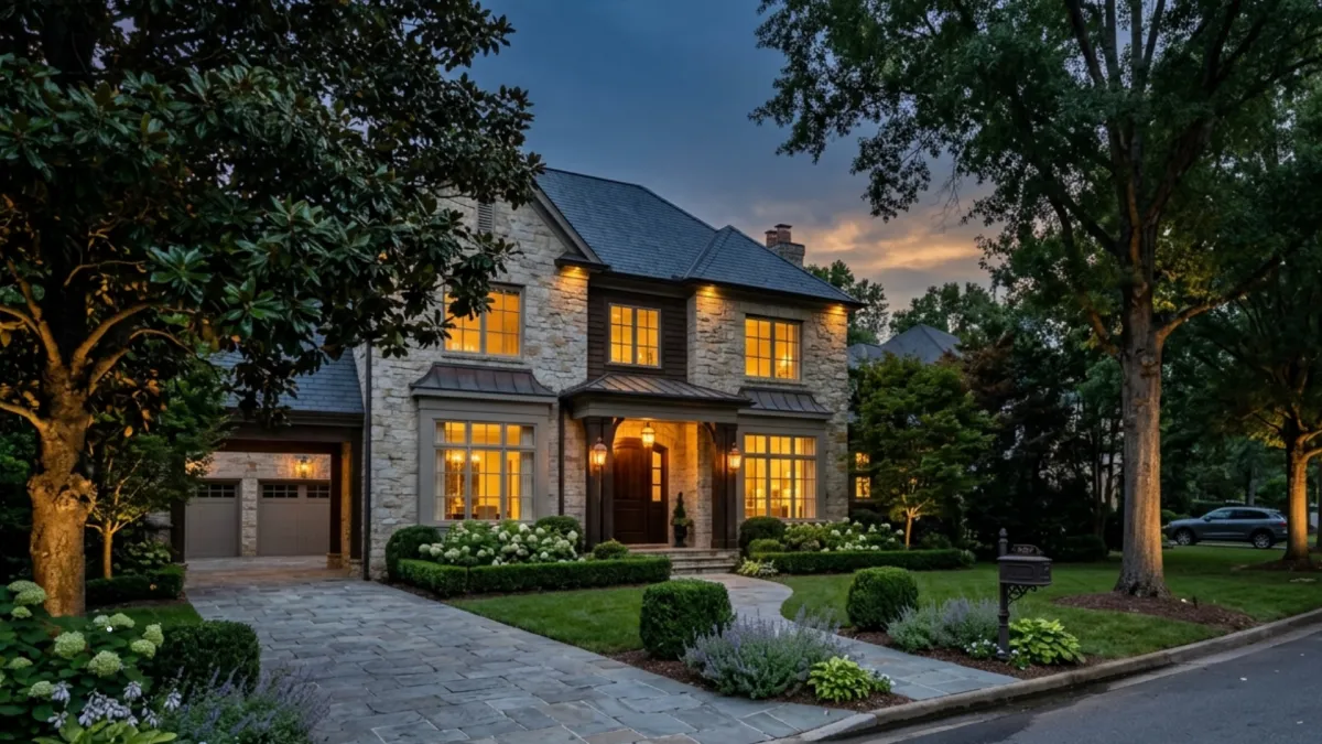 Estate home on a wooded lot in Marvin NC, representing the current Marvin real estate market for sellers