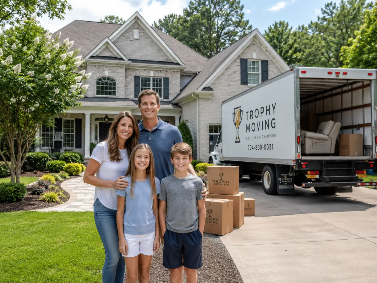 Family moving out of a Weddington NC home, representing the sell-before-buy decision homeowners face