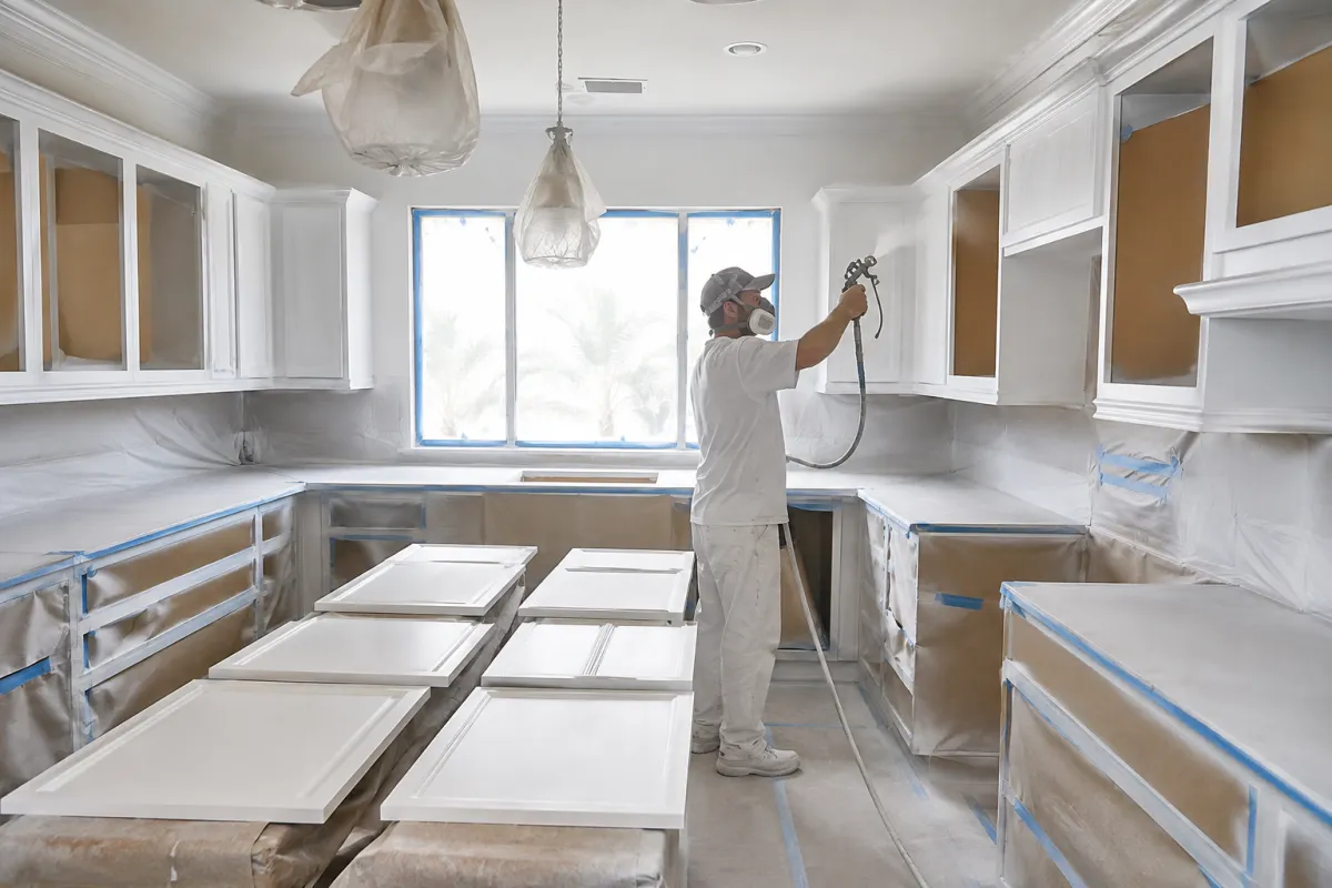 High-contrast finished kitchen cabinets