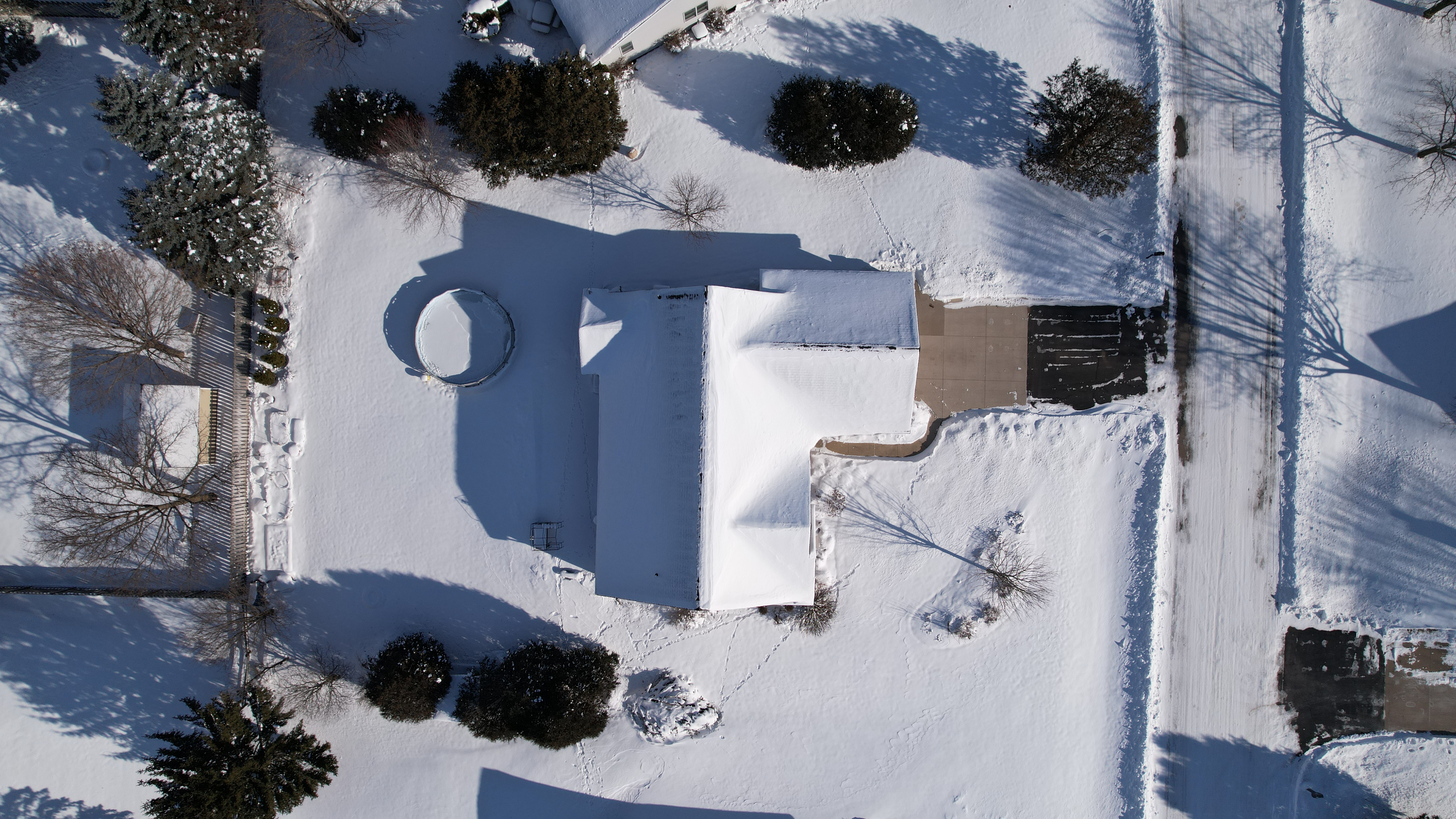 drone photo of suburban Appleton home in winter