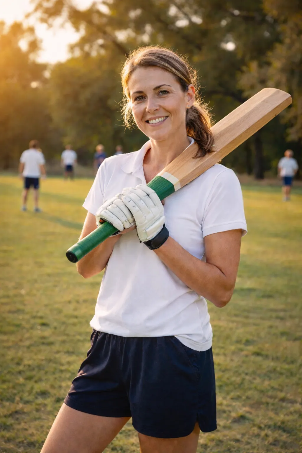 a woman playing cricket