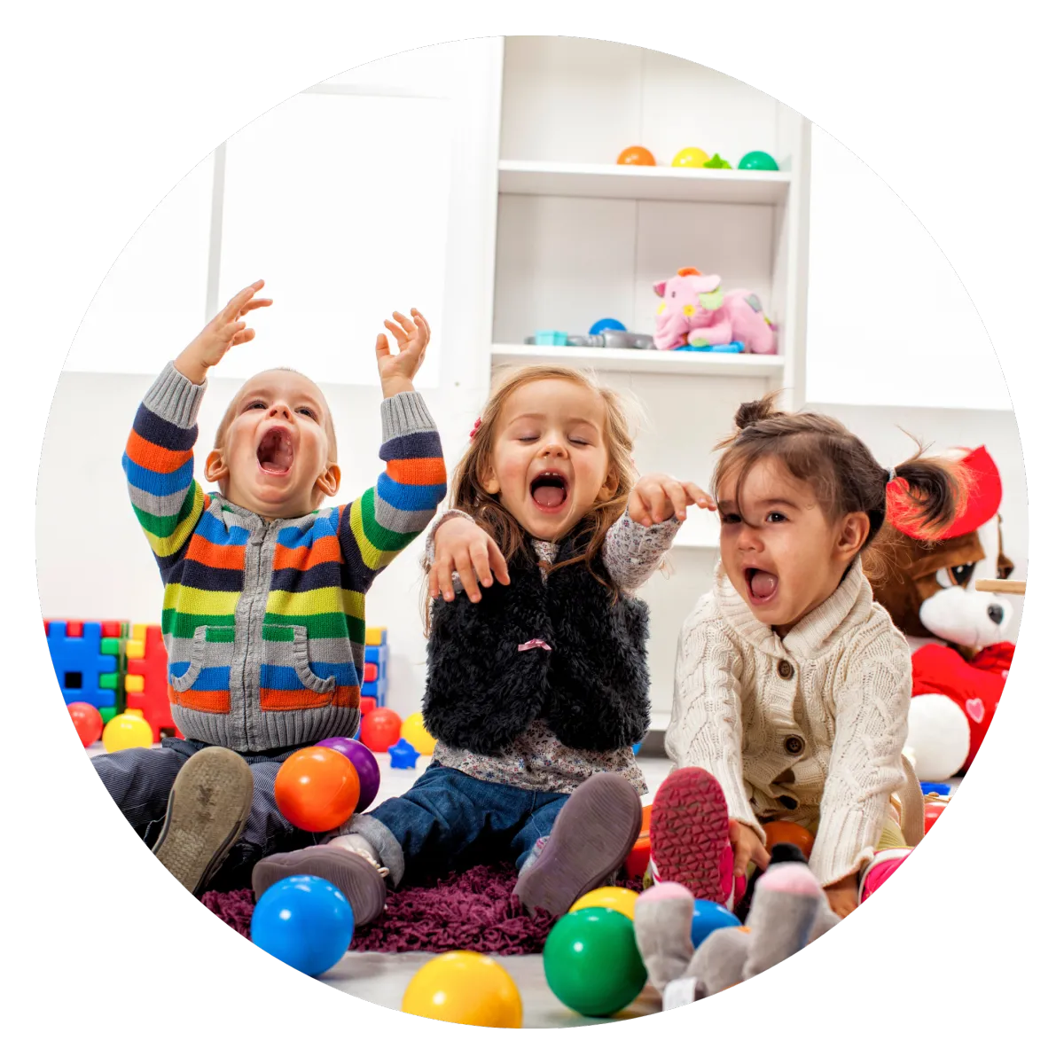 happy children in childcare facility