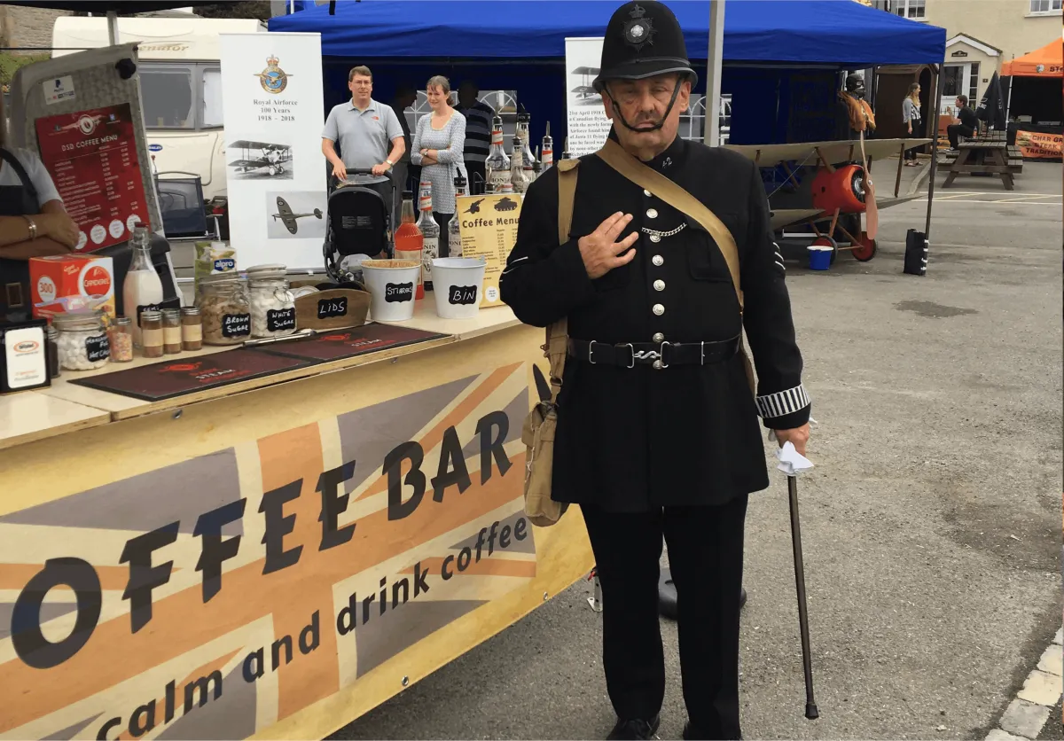 Serving coffee at a large regional event