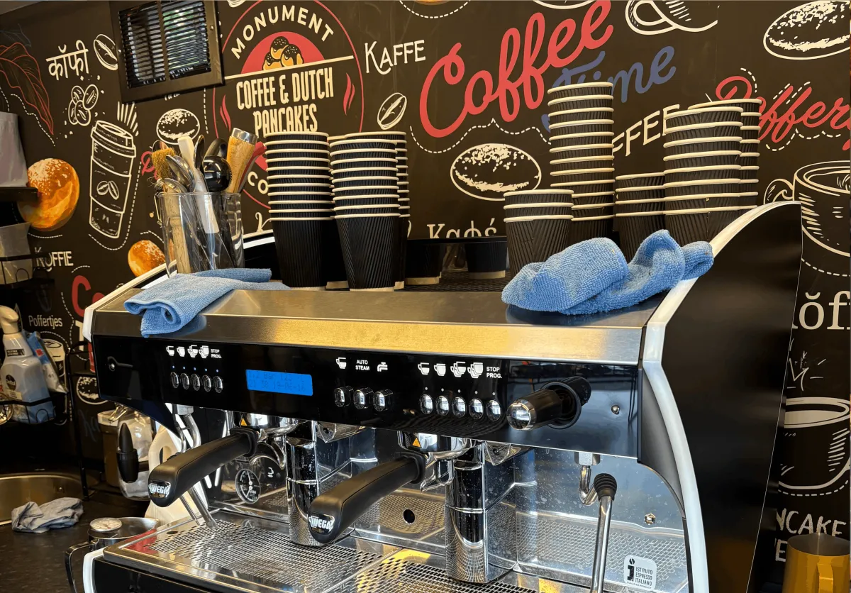 Coffee trailer setup at a metro station in 2015