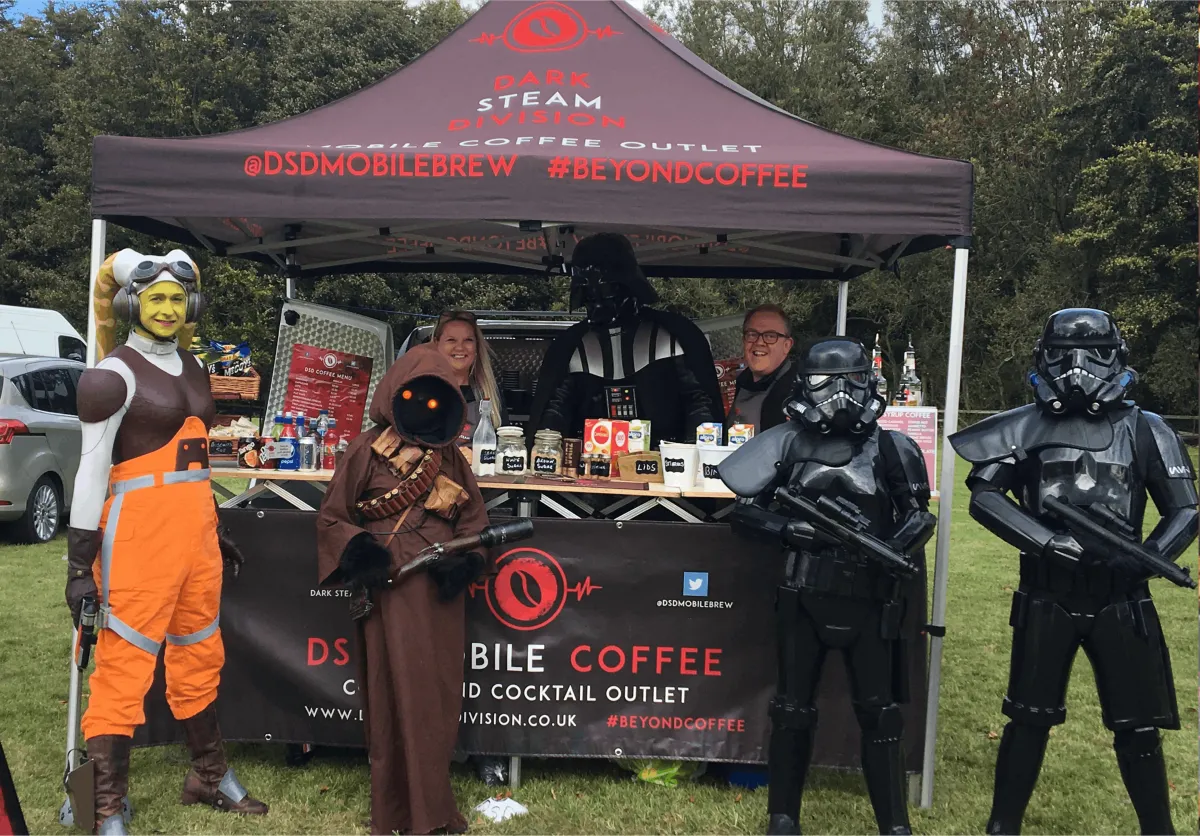 Serving coffee at a large regional event