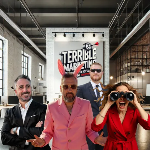 Terrible Marketing team rebellion visual — not a cult