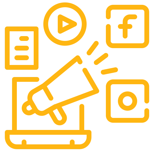 Icon representing social media marketing and content promotion