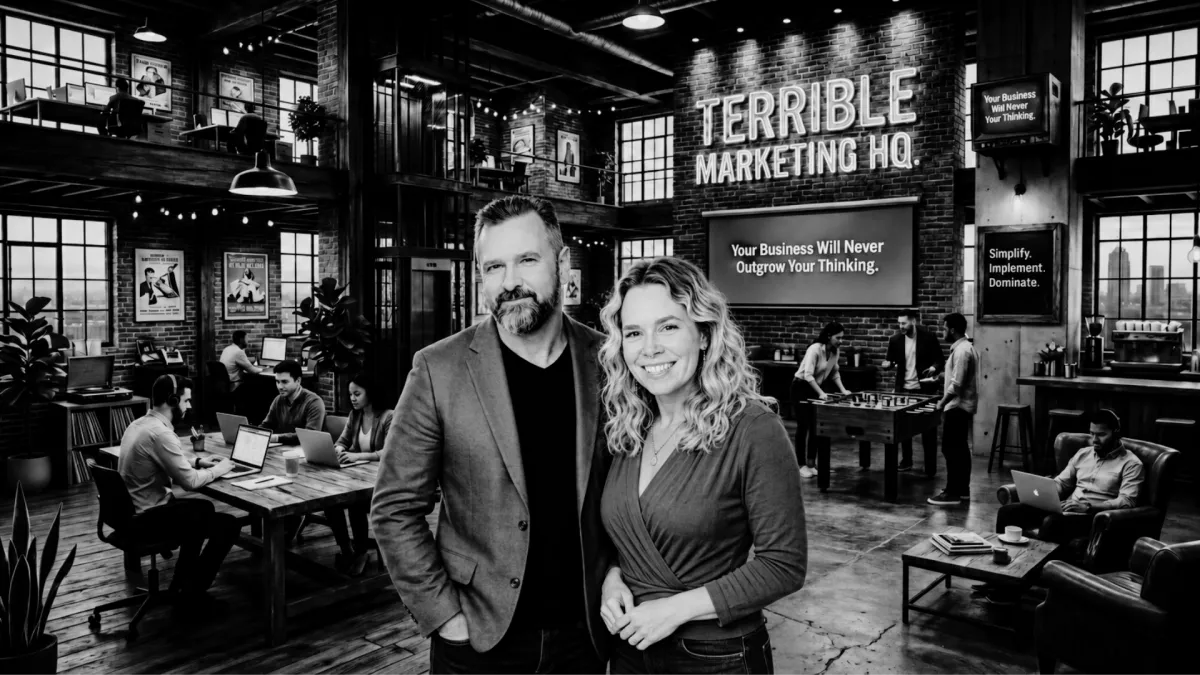Terrible Marketing team rebellion visual — not a cult