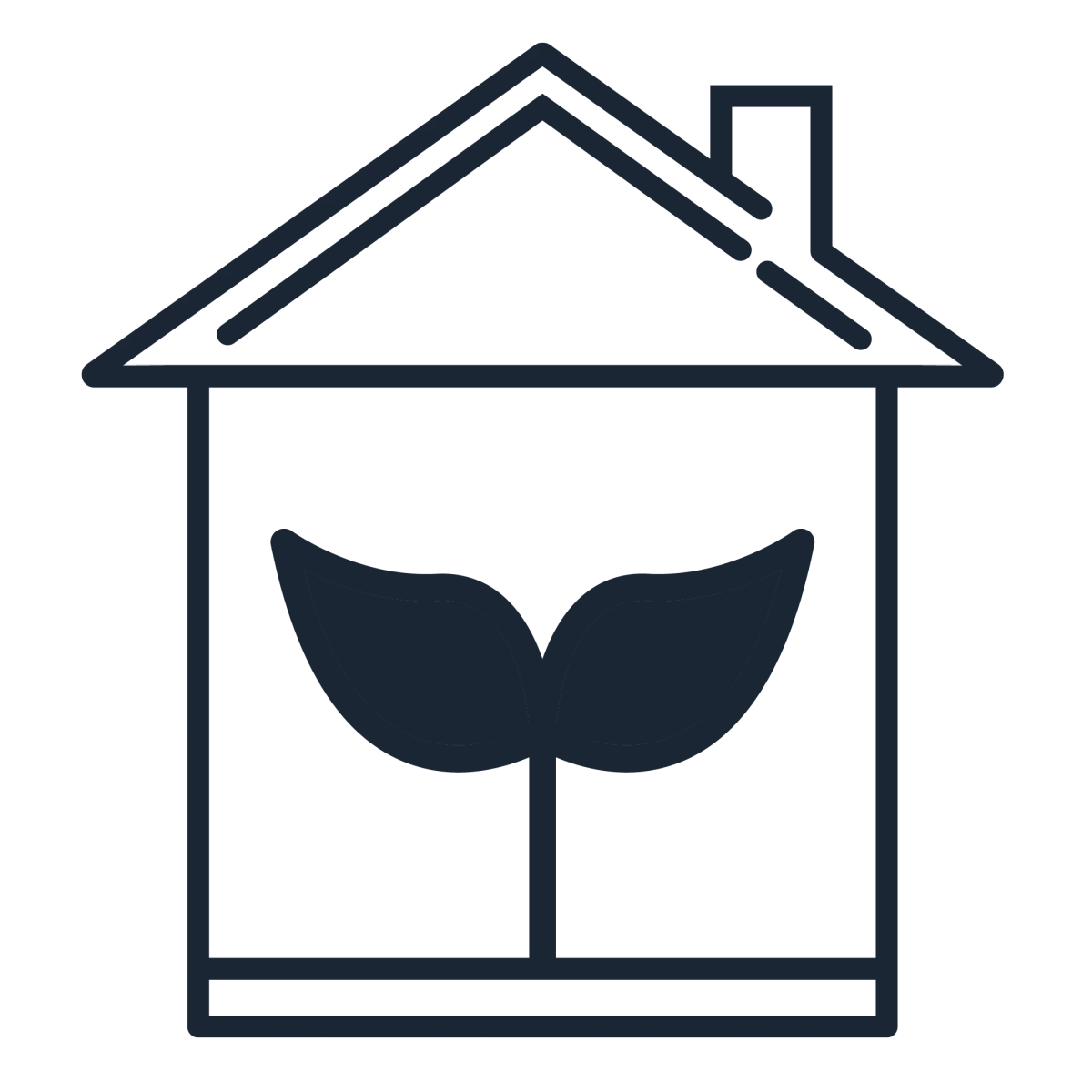icon of a house with a plant growing inside