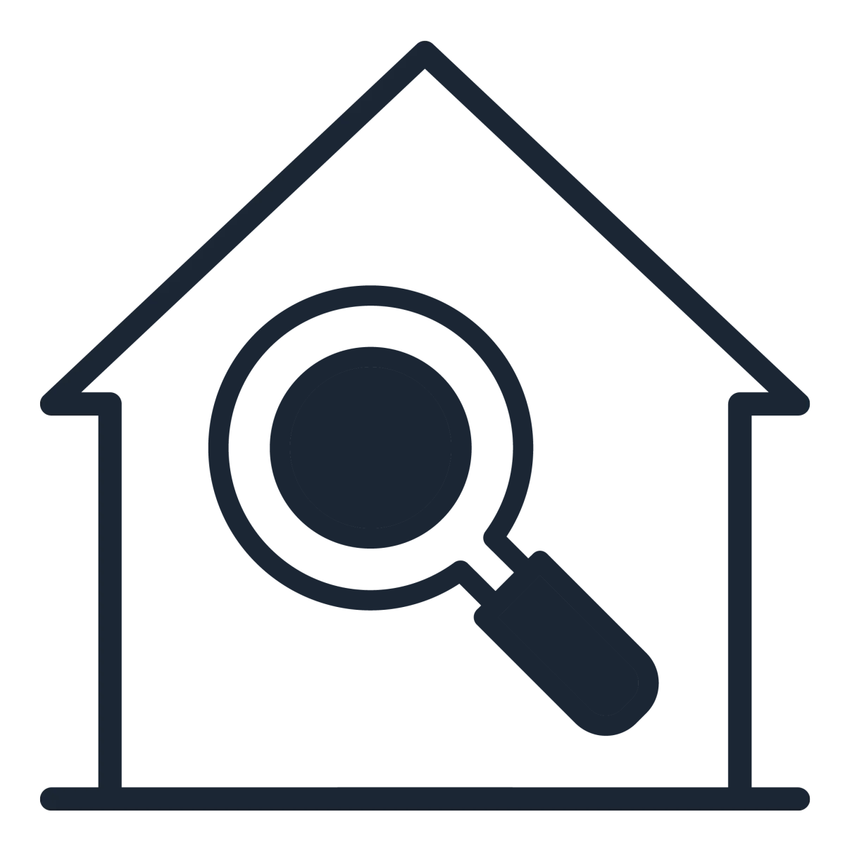 icon of a house with a magnifying glass insides