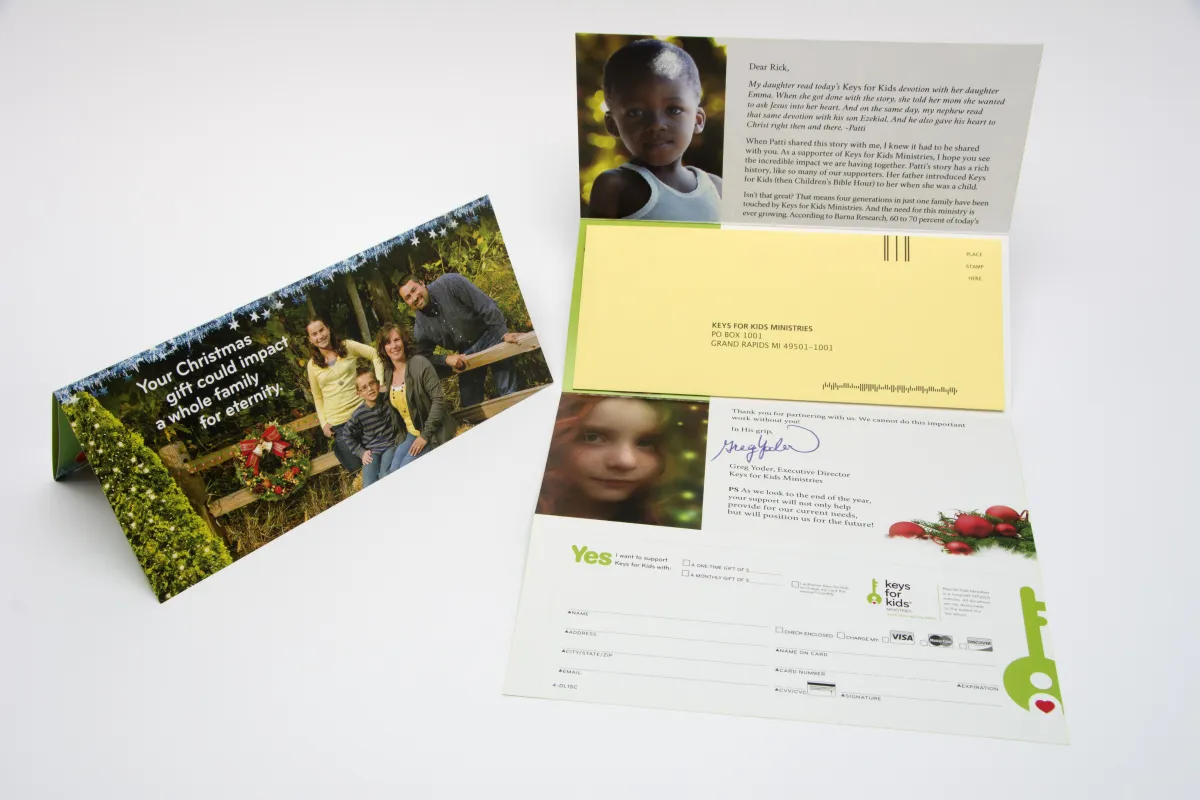 direct mail piece with reply
