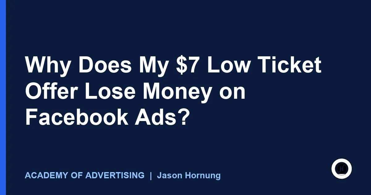 Low ticket offer funnel math: $180 in ads to make one $7 sale