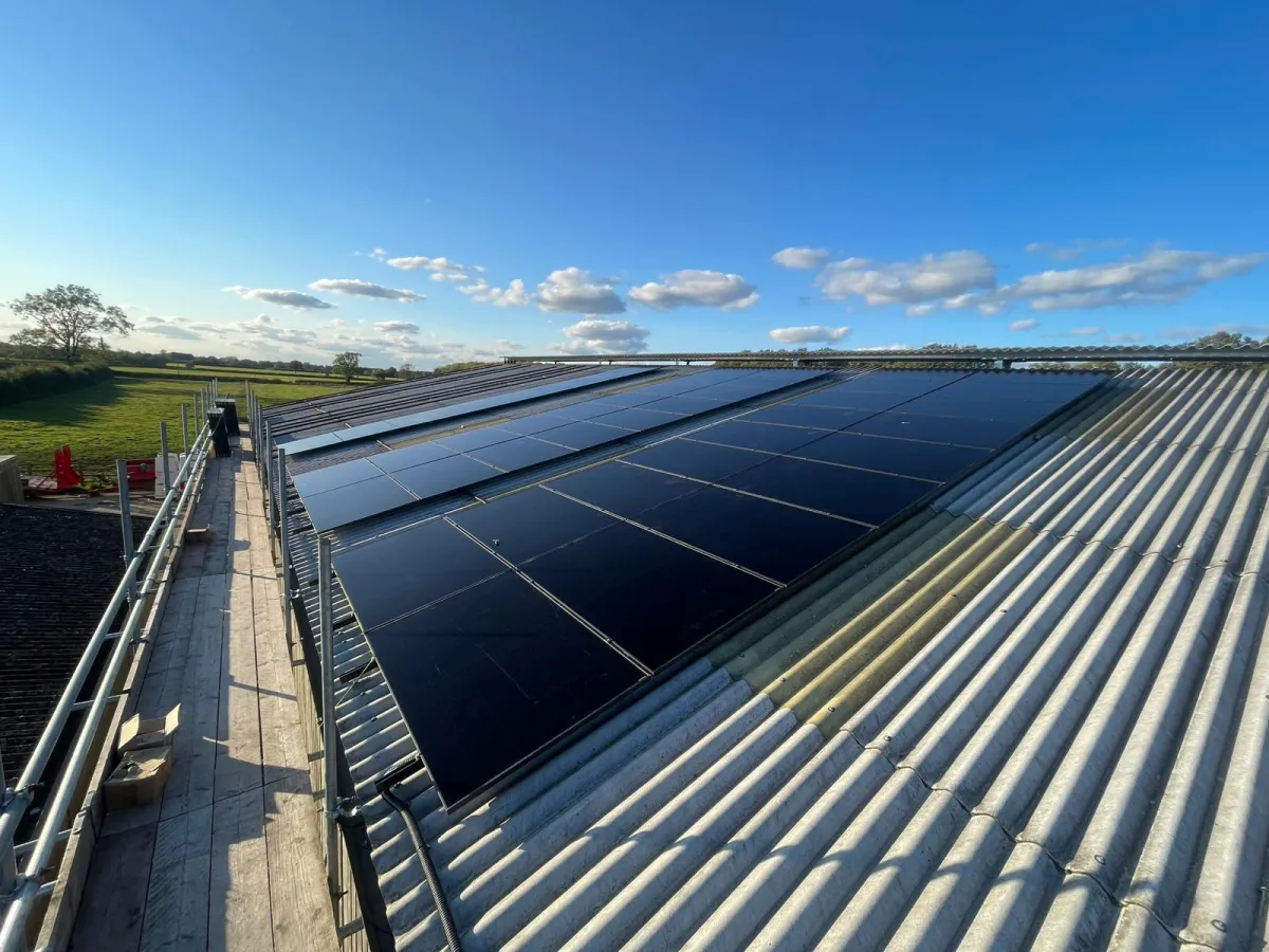 solar panels on green field