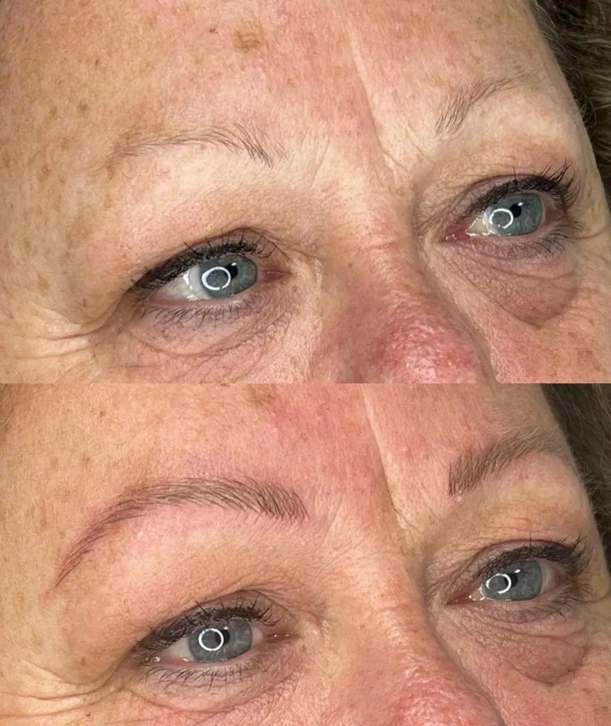 Before and After for microblading treatment. 