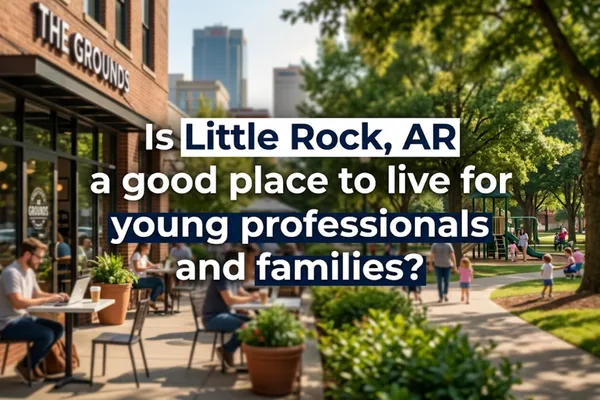 Aerial view of downtown Little Rock Arkansas at golden hour