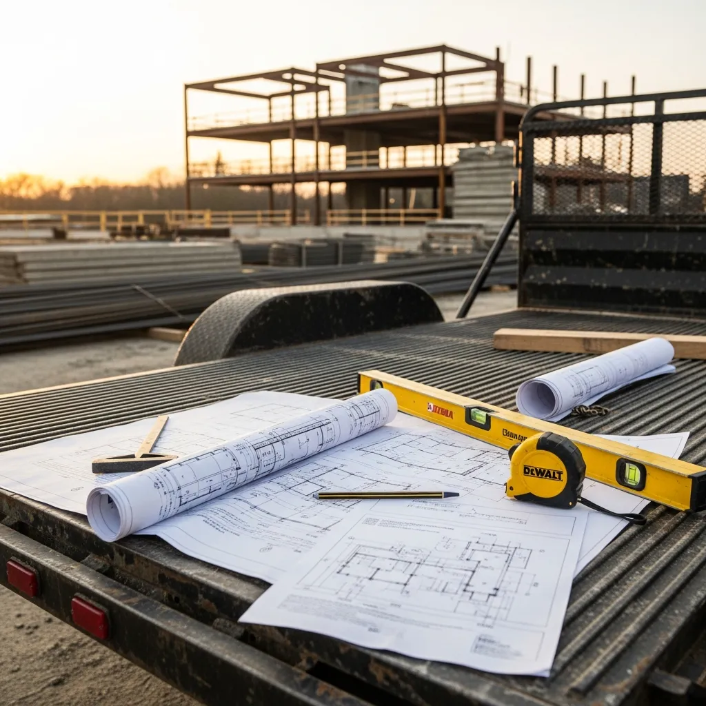Construction contractor reviewing financial documents and calculator to understand impact of rising interest rates on job profitability