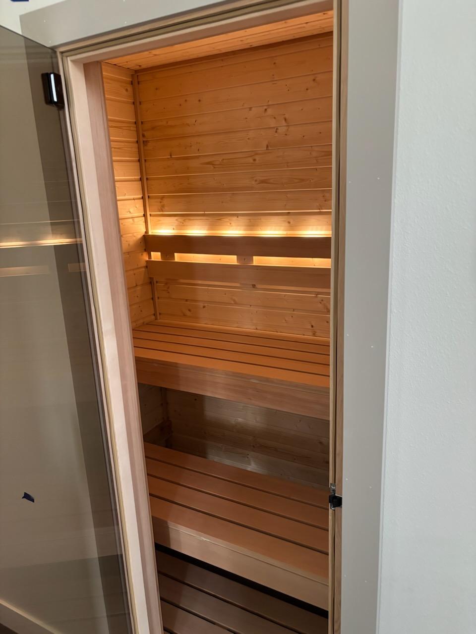 Custom sauna build for a master bedroom.