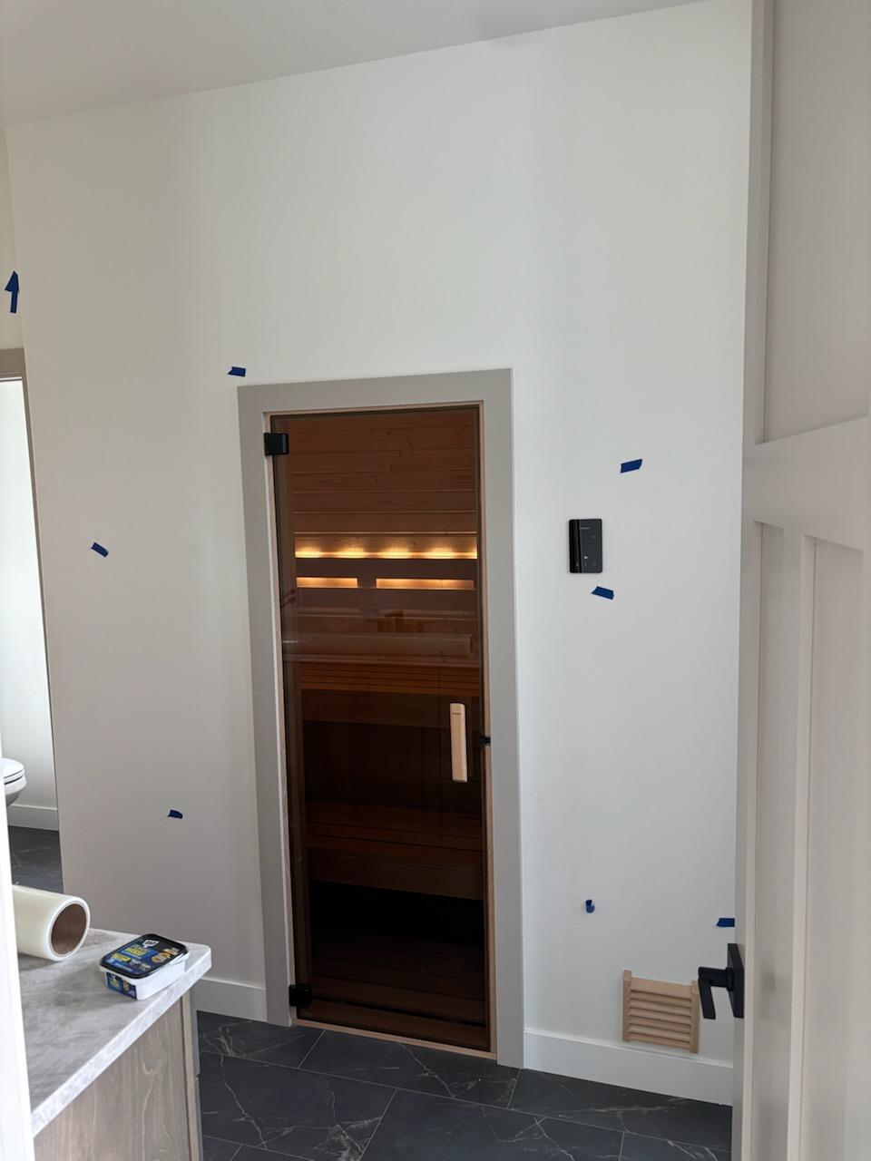Custom sauna build for a master bedroom.