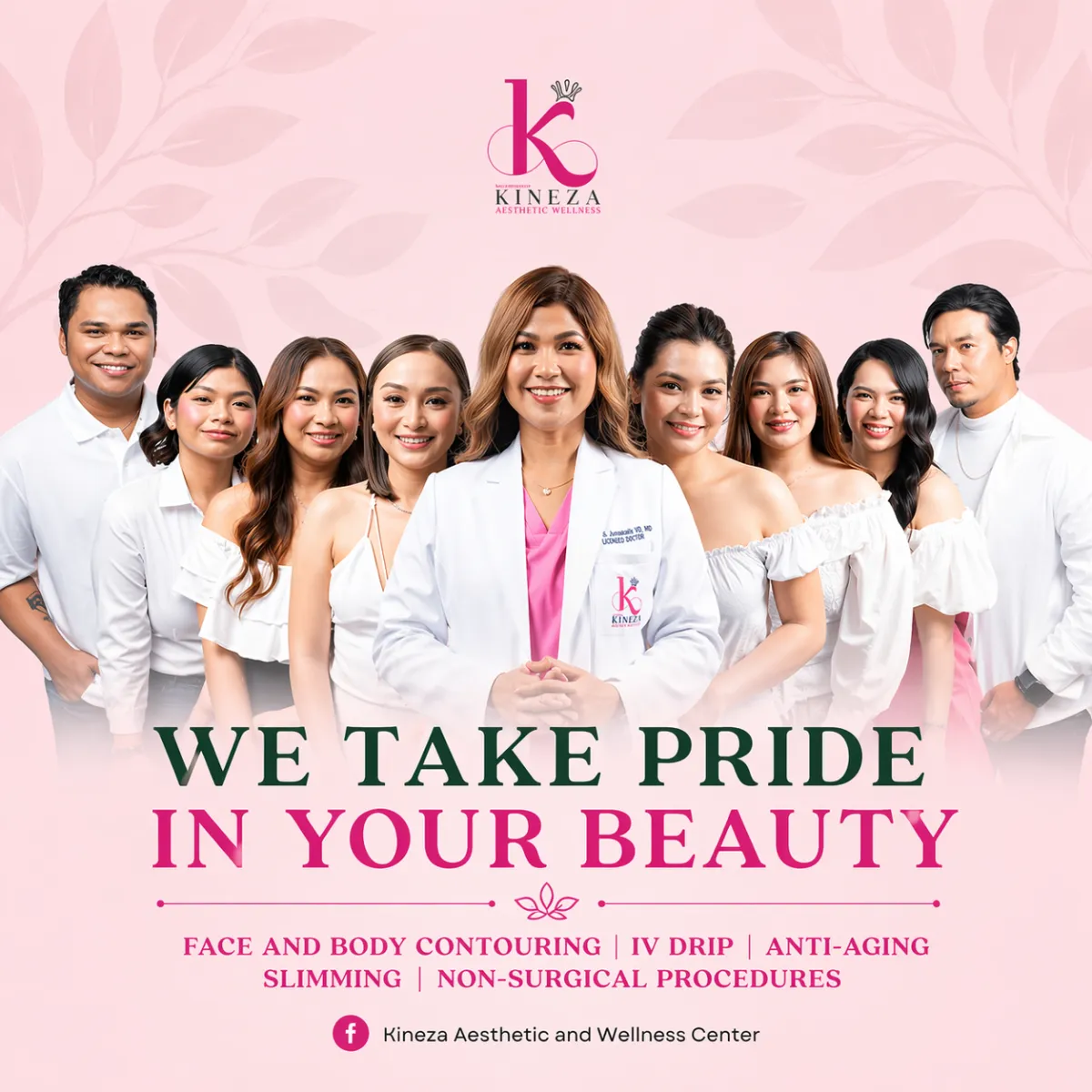 Soft focus portrait of a relaxed med-spa client in a bright, high-key treatment room.