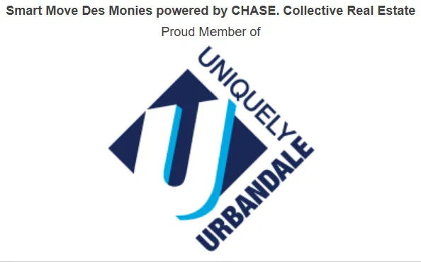 Uniquely Urbandale Chamber of Commerce logo, signifying nomination for "Realtor of the Year, 2025" and proud membership in Central Iowa, Des Moines metro