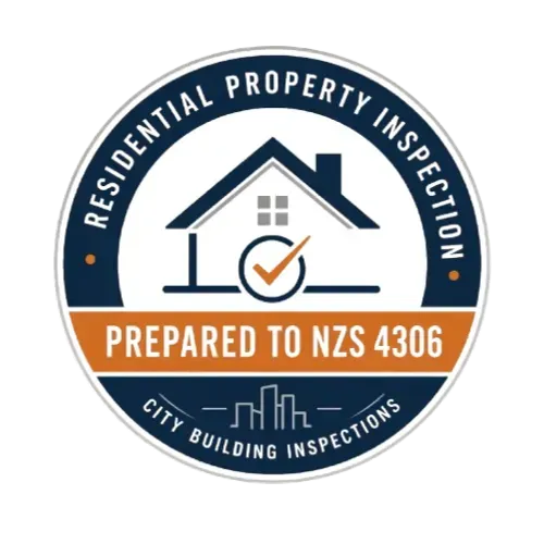 Badge showing residential property inspection reports prepared to NZS 4306 by City Building Inspections