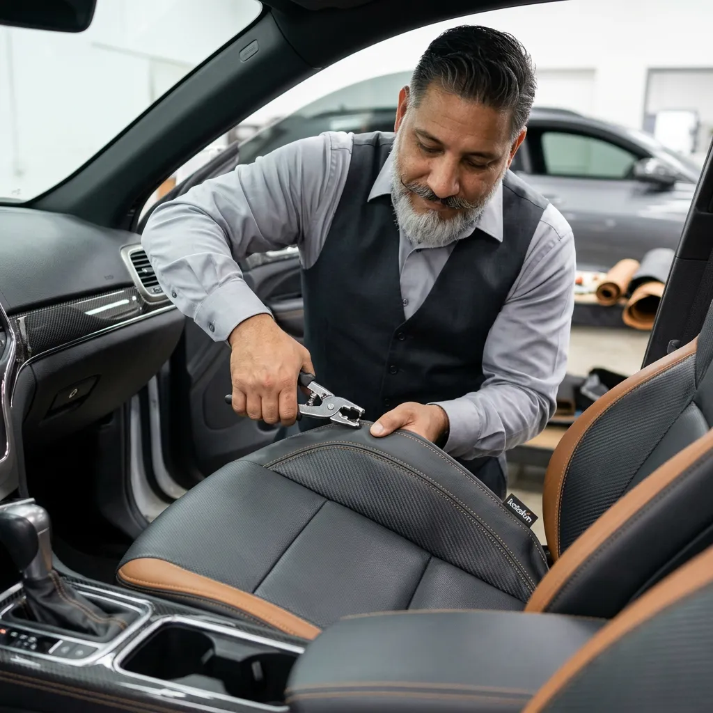 Professional leather seat installation in San Bernardino by EM Upholstery Technology