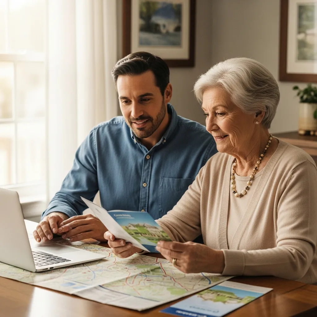 Adult child reviewing senior care options after an assisted living community says a parent may need more care near Geneva and St. Charles Illinois