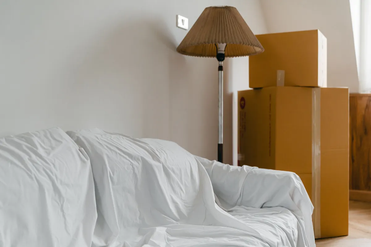 Moving boxes in a family home before a parent's move to assisted living