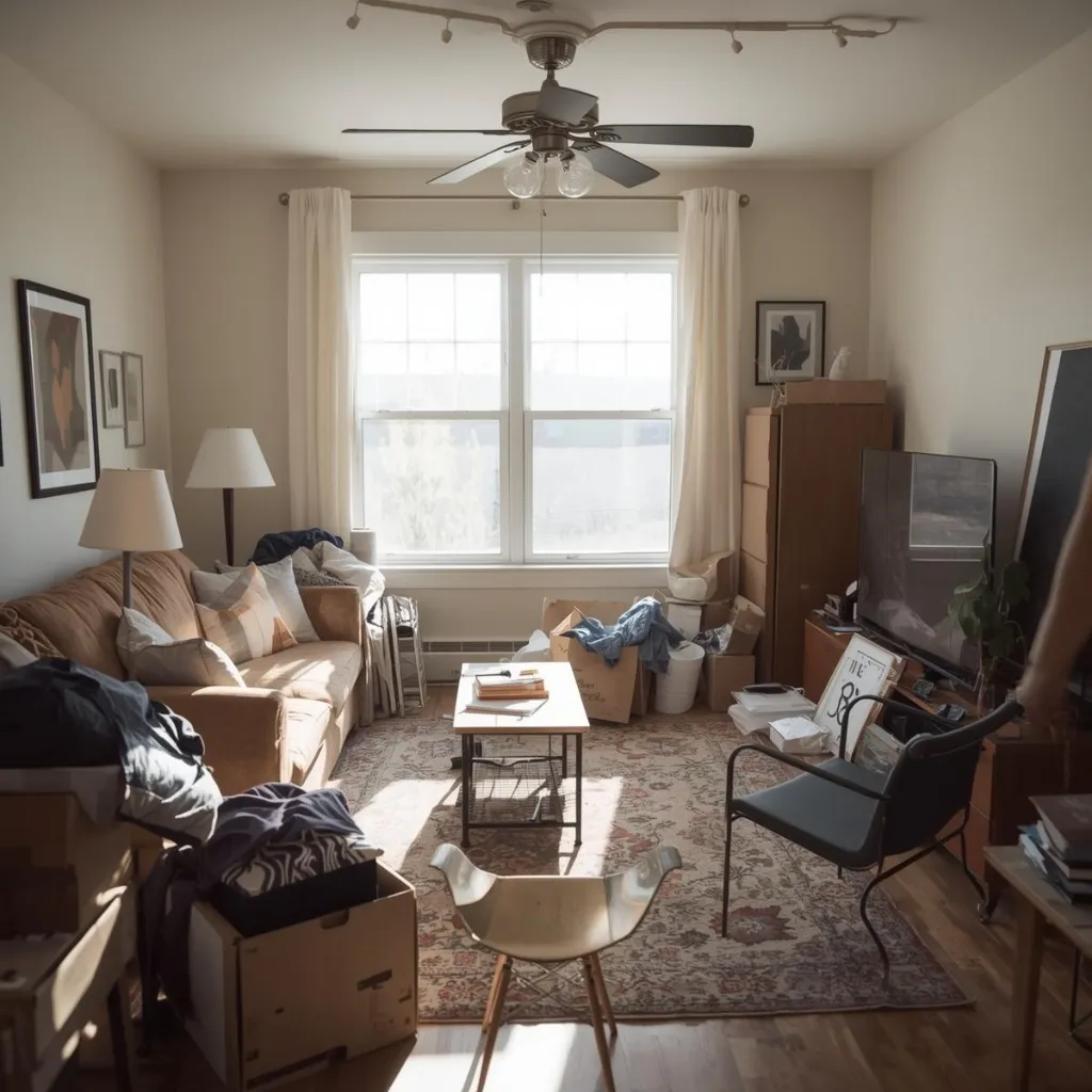 Estate cleanout service removing furniture from residential home in Northwest Arkansas