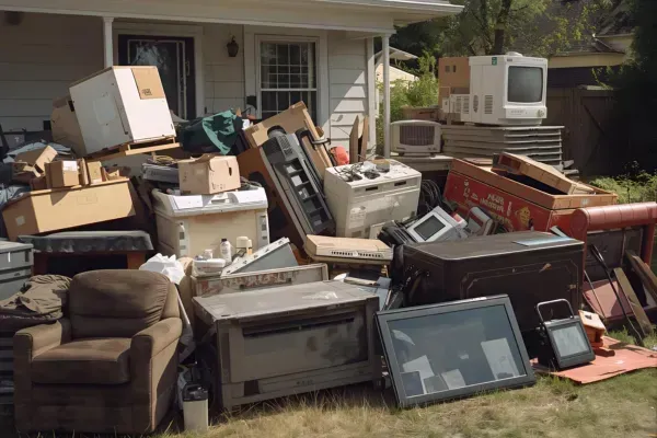 Mixed household junk showing different sizes and materials that affect junk removal pricing.