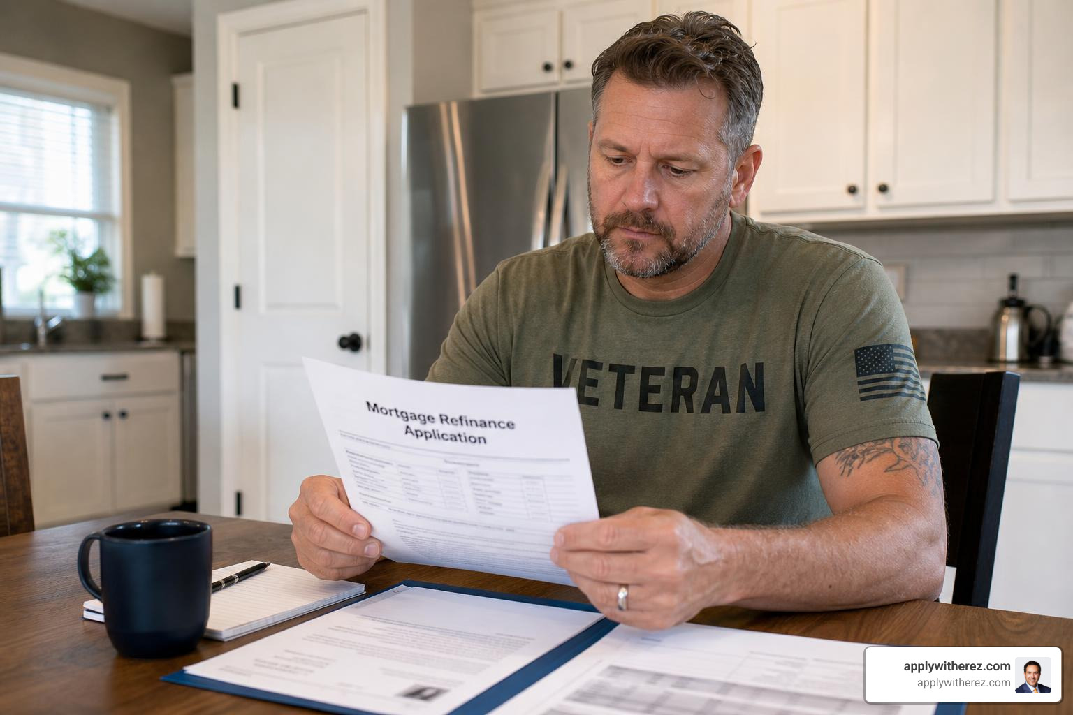 15 year VA refinance rates veteran reviewing documents