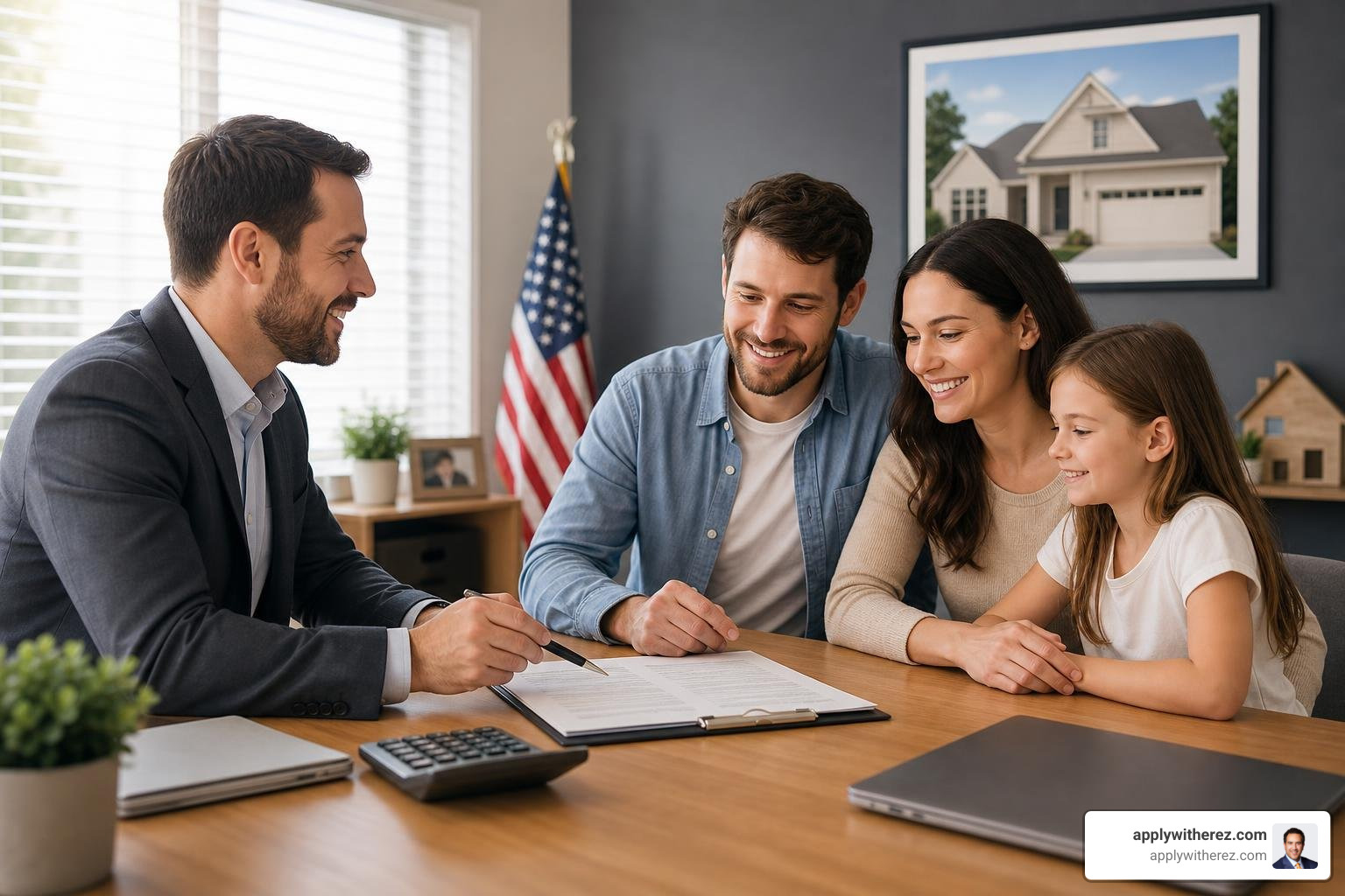 FHA loan broker helping a family with their first home purchase
