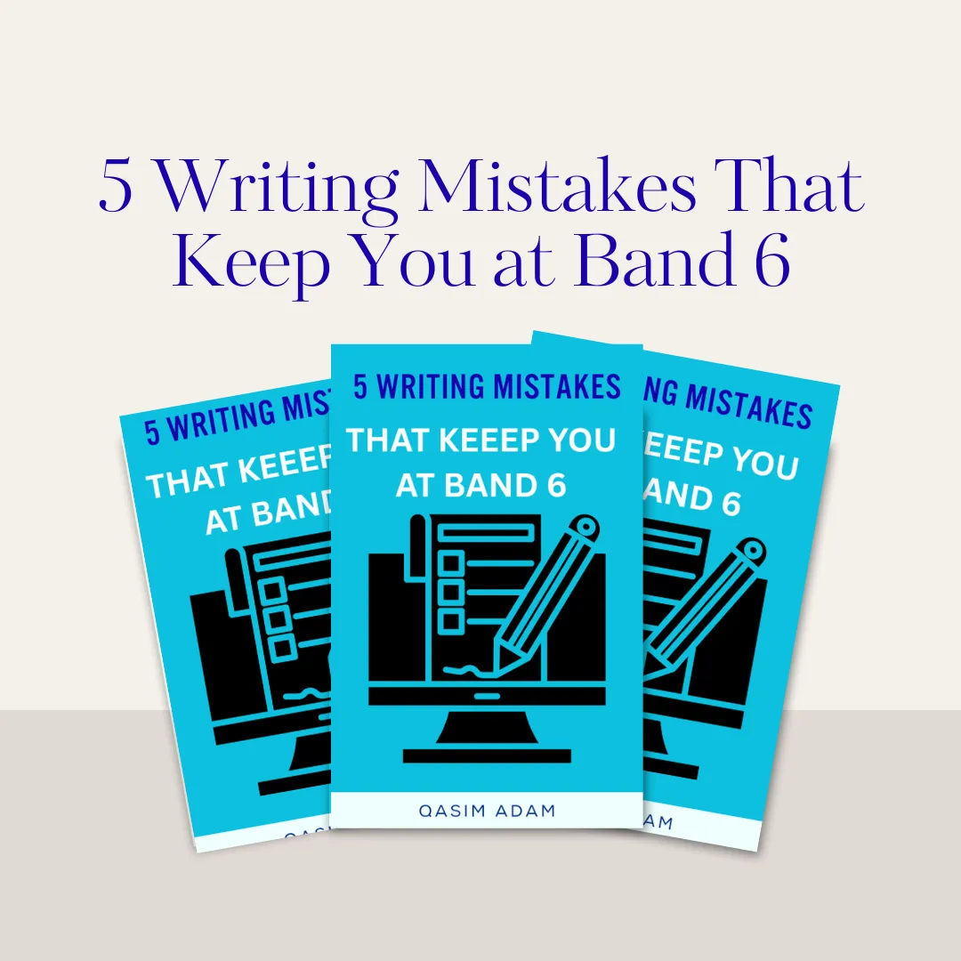 PDF mockup — 5 Writing Mistakes That Keep You at Band 6