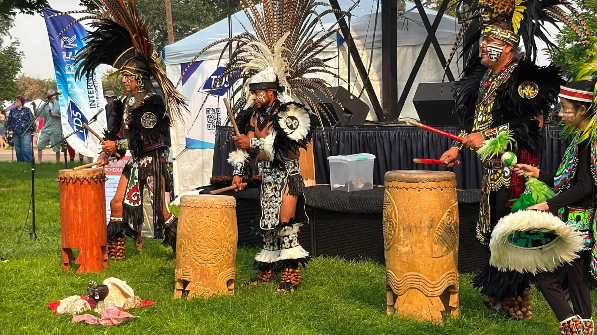 Traditional drum and sonaja instruments