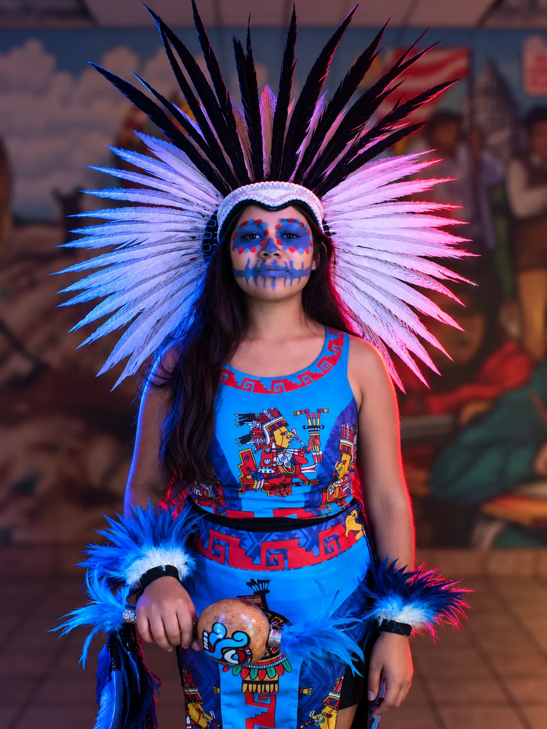 Members of Tlecoatl Danza Mexika gathered in informal practice, highlighting the everyday work that sustains their continuous heritage