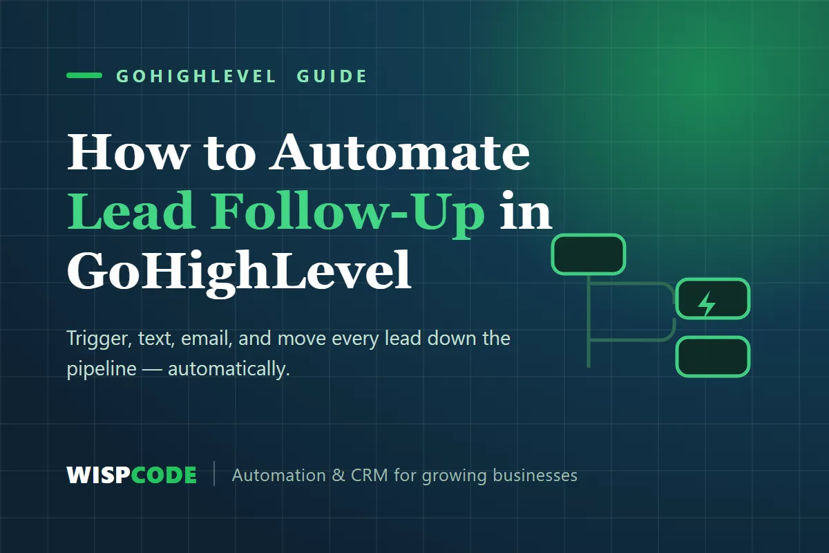 How to Automate Lead Follow-Up in GoHighLevel, Wispcode guide cover