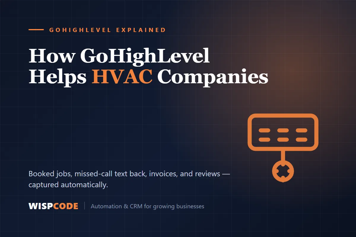 How GoHighLevel Helps HVAC Companies, Wispcode guide cover