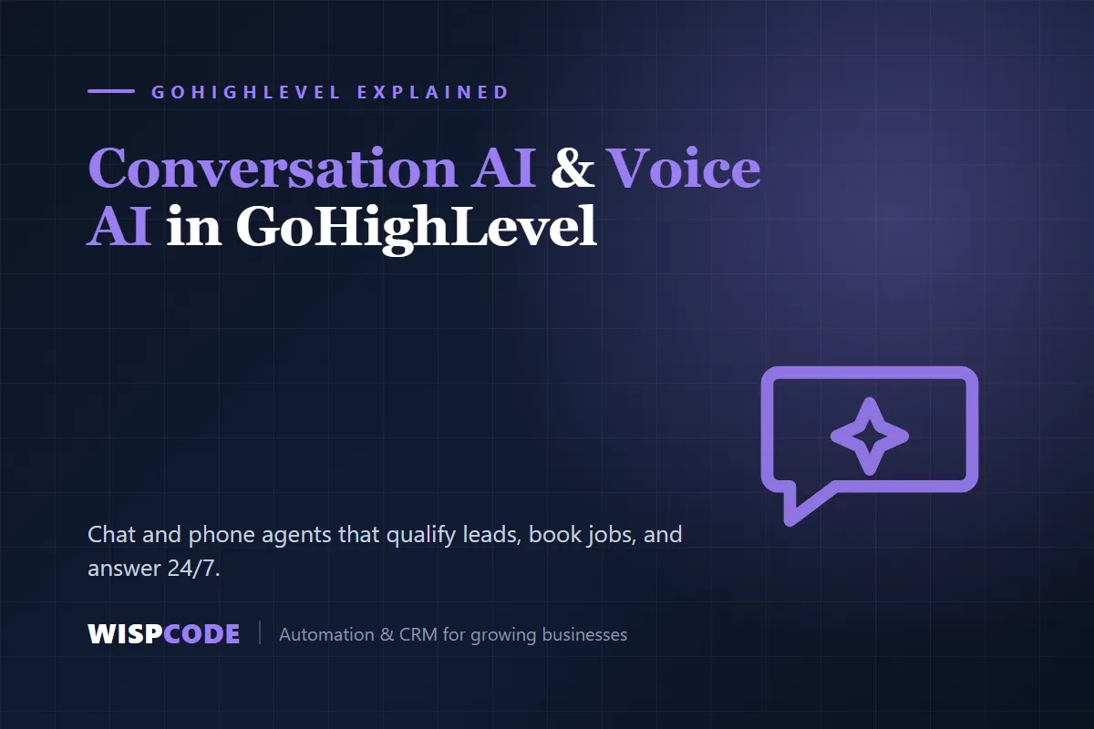 Conversation AI & Voice AI in GoHighLevel — Wispcode guide cover