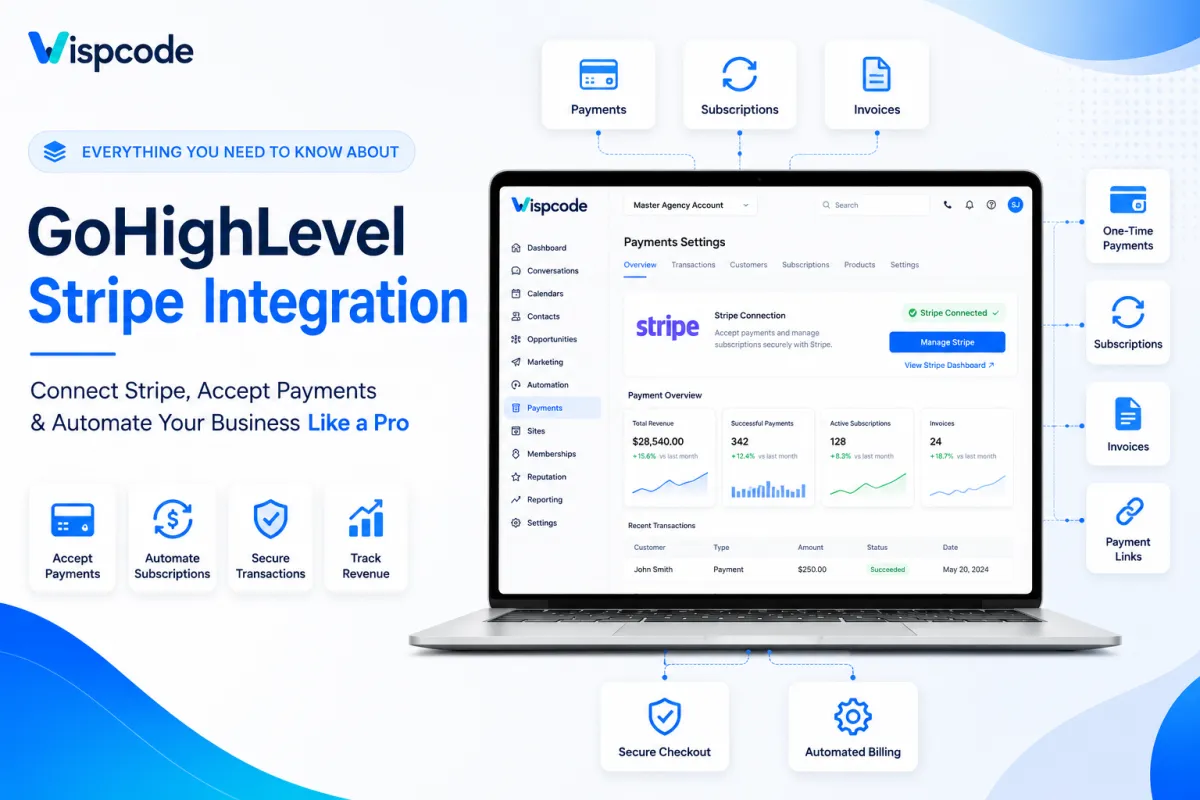 GoHighLevel Stripe integration dashboard for online payments