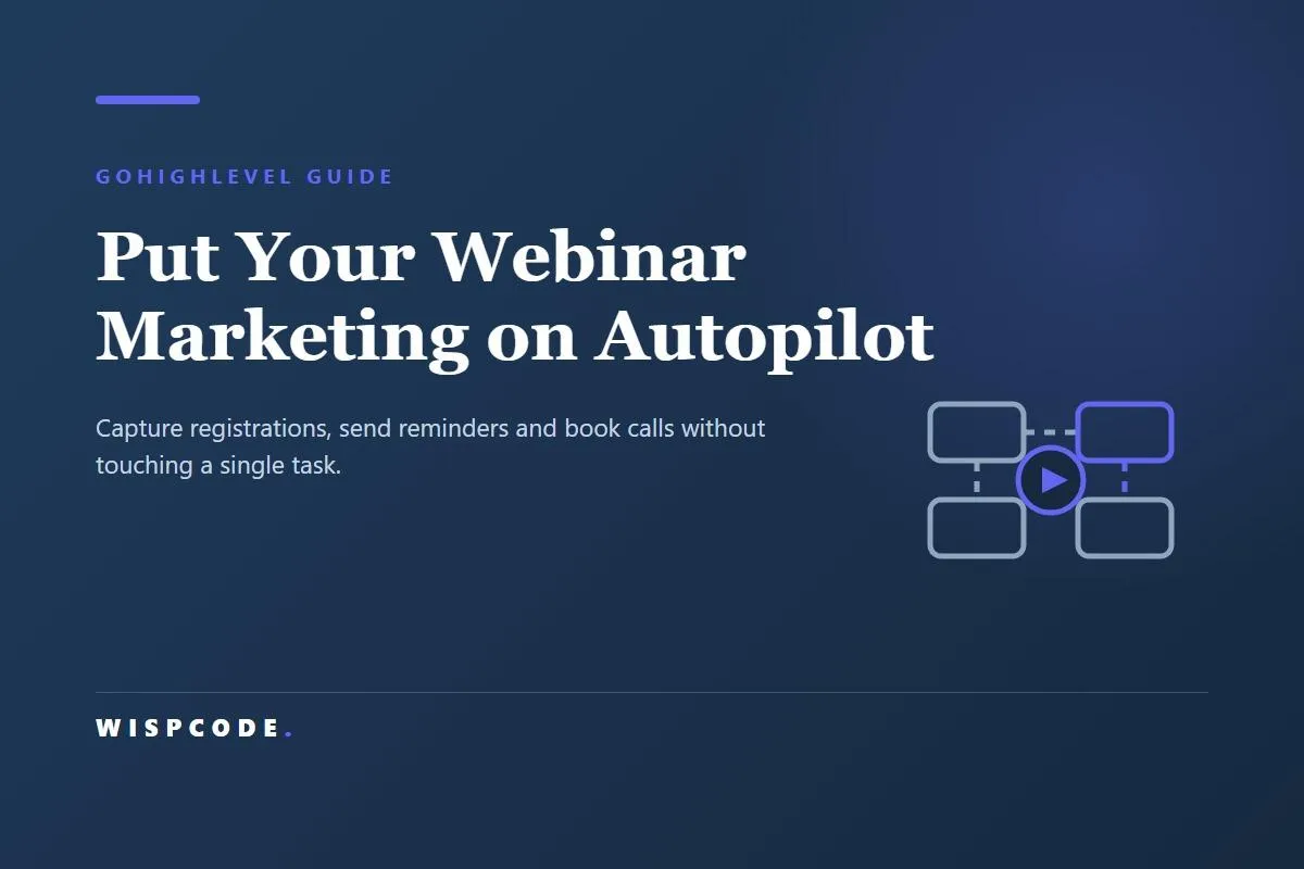 GoHighLevel webinar automation dashboard displaying CRM contacts, marketing workflows, webinar funnels, and automated communication tools.