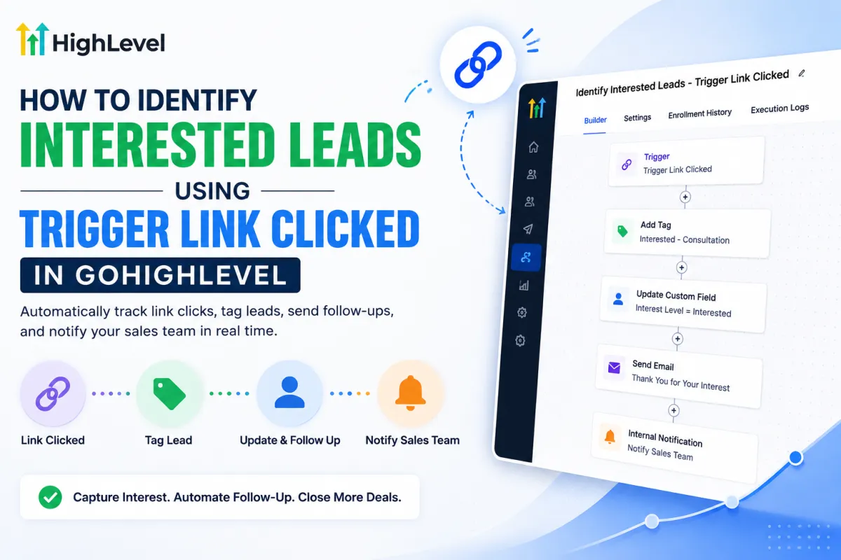 GoHighLevel Trigger Link Clicked workflow for identifying interested leads