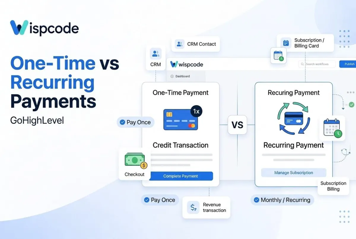GoHighLevel one-time and recurring payment comparison