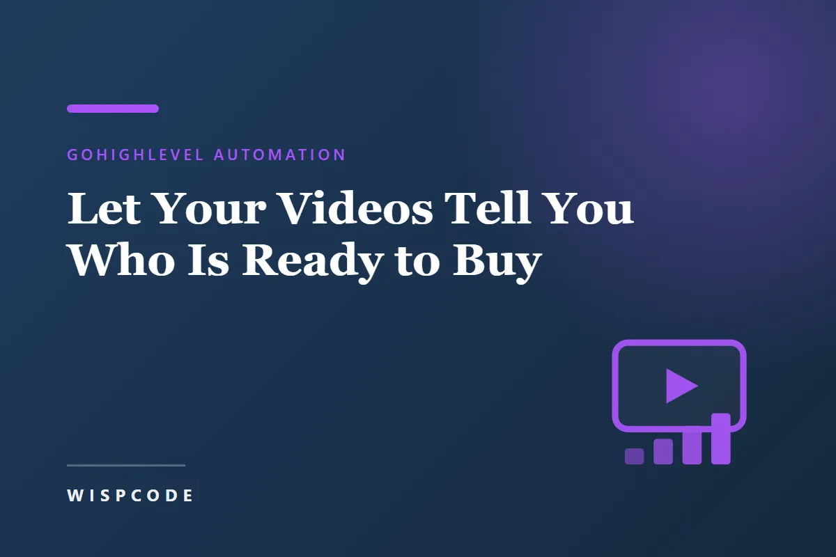 Wispcode cover graphic reading Let Your Videos Tell You Who Is Ready to Buy with a video screen and rising bar chart icon