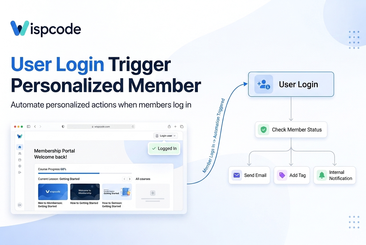 GoHighLevel users login trigger workflow diagram for automating personalized member actions