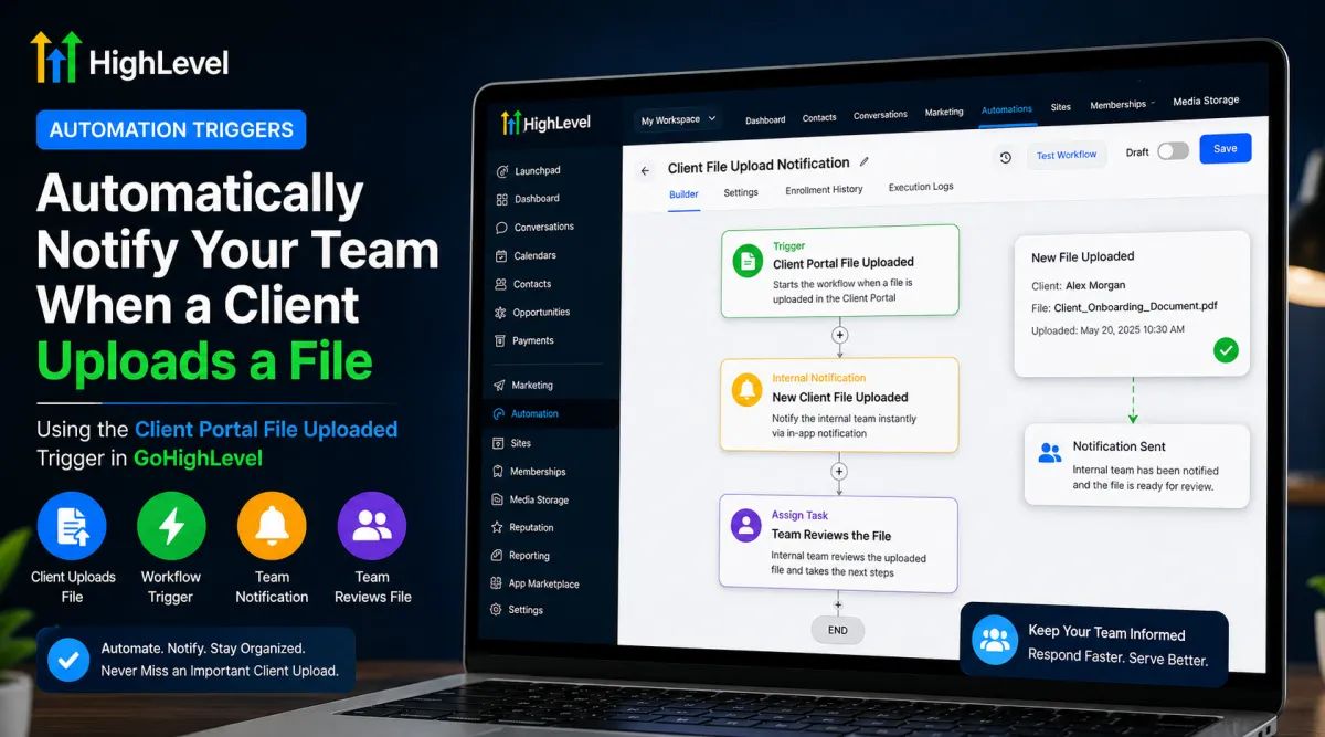 Automatically Notify Your Team When a Client Uploads a File in GoHighLevel