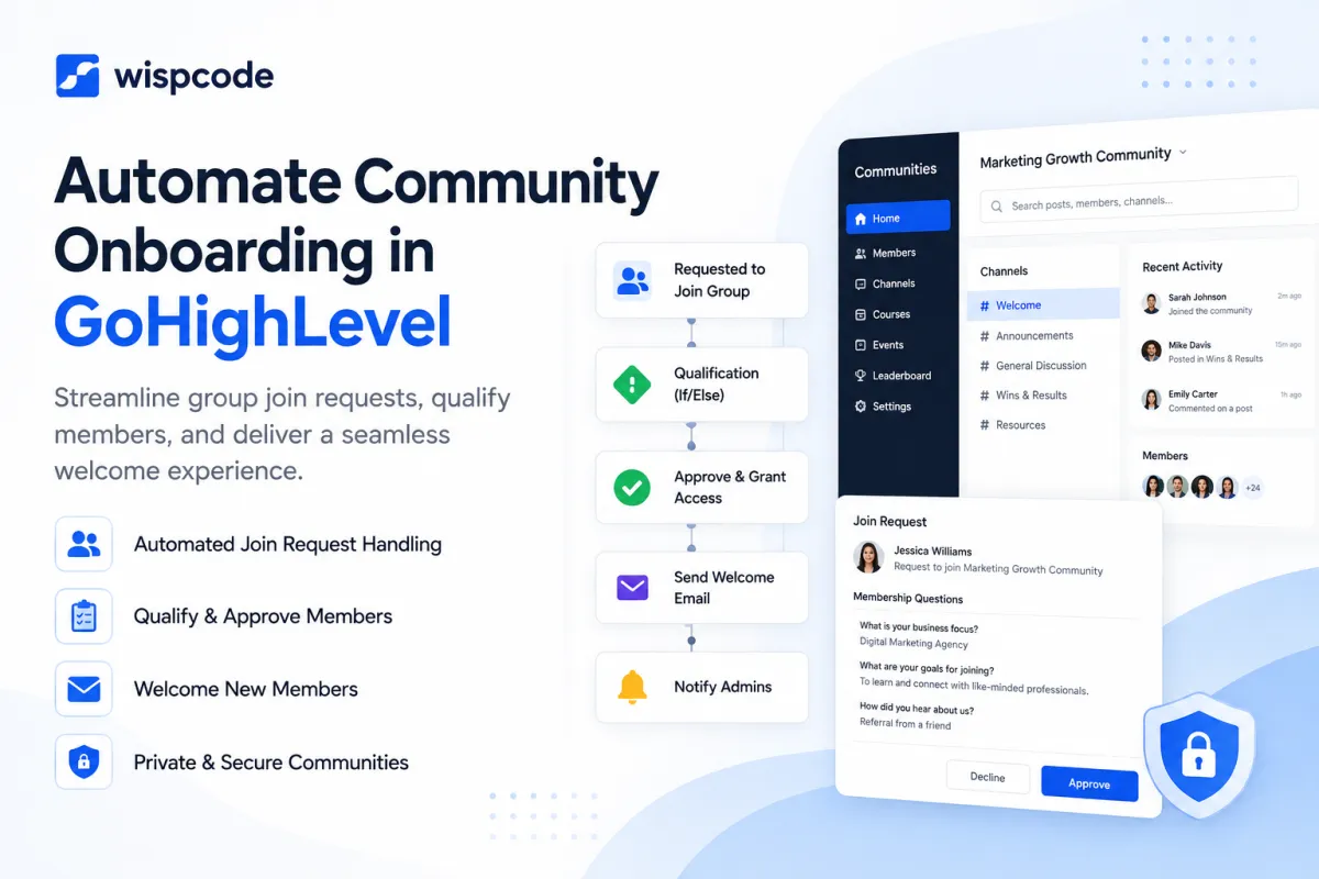 GoHighLevel community onboarding automation for new group join requests