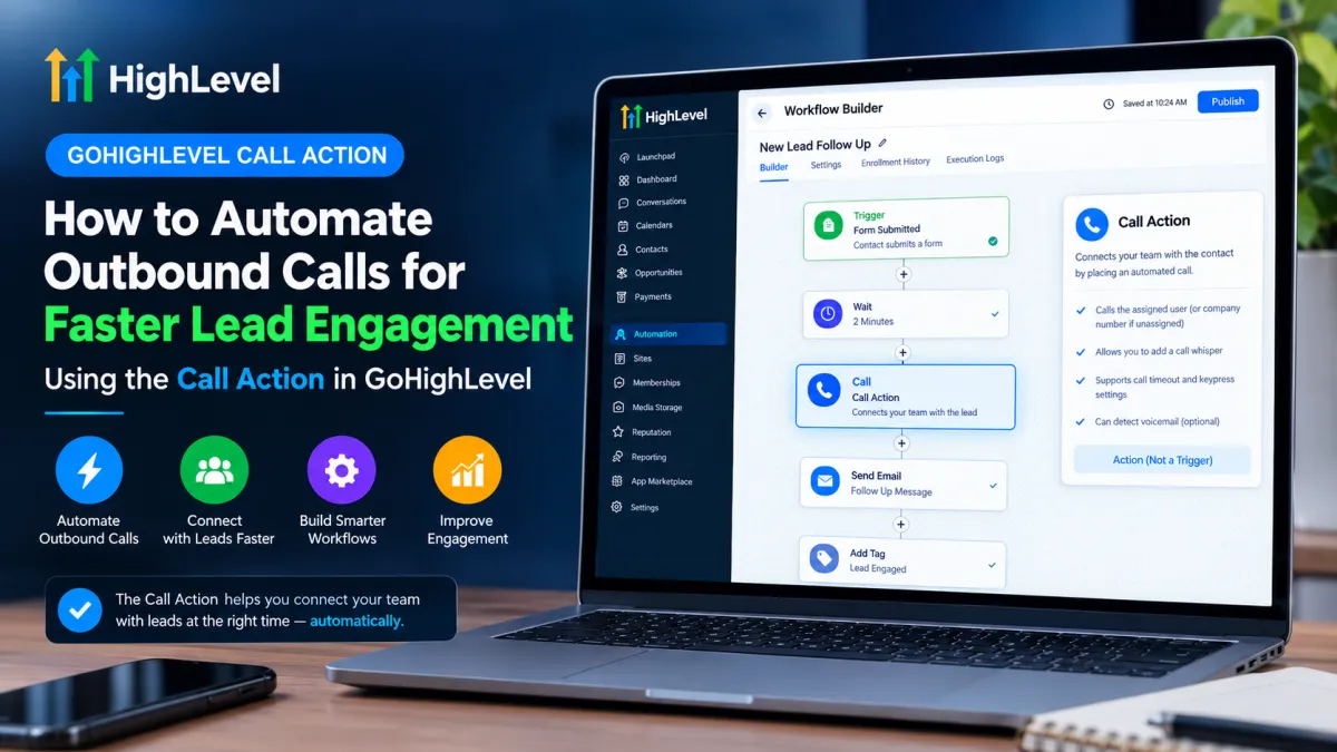 GoHighLevel Call Action workflow for automated outbound calls and faster lead engagement