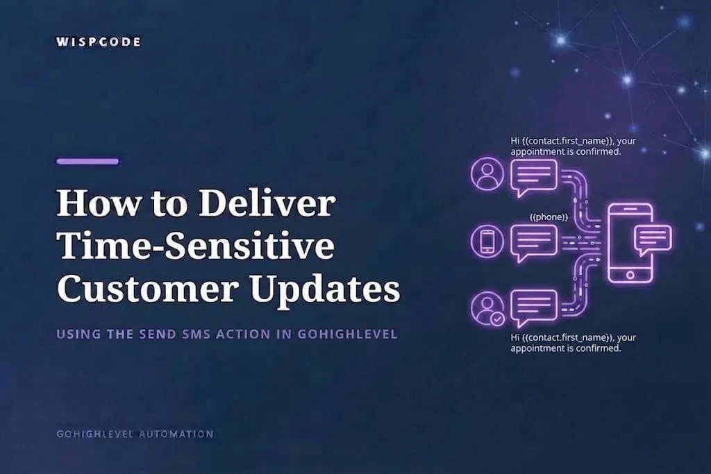 GoHighLevel Send SMS action for automated customer updates
