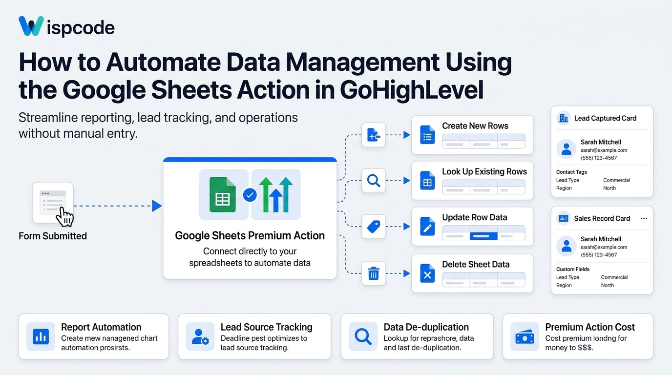 GoHighLevel Google Sheets workflow automation for data management.